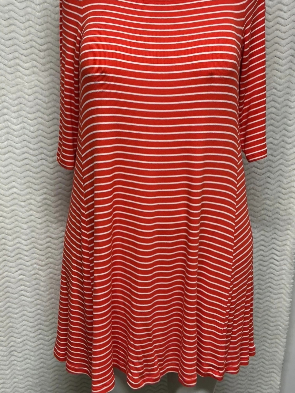 Old Navy Orange & White Striped Midi Swing Dress